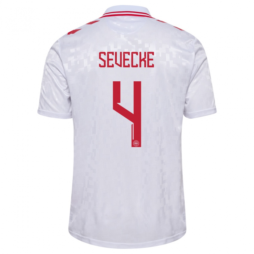 Damen Dänemark Rikke Sevecke #4 Weiß Auswärtstrikot Trikot 24-26 T-Shirt Österreich