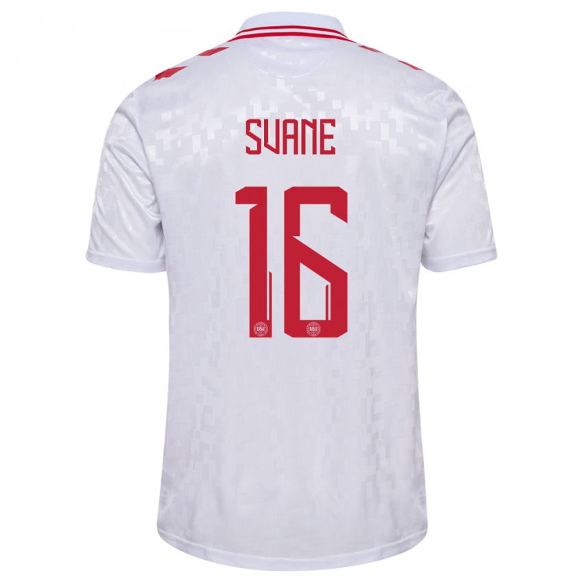 Damen Dänemark Katrine Svane #16 Weiß Auswärtstrikot Trikot 24-26 T-Shirt Österreich