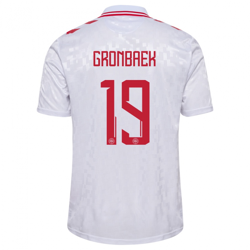 Damen Dänemark Albert Gronbaek #19 Weiß Auswärtstrikot Trikot 24-26 T-Shirt Österreich