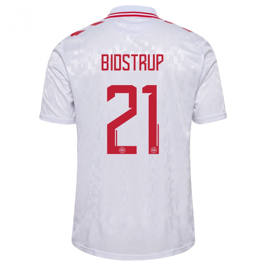 Damen Dänemark Mads Bidstrup #21 Weiß Auswärtstrikot Trikot 24-26 T-Shirt Österreich