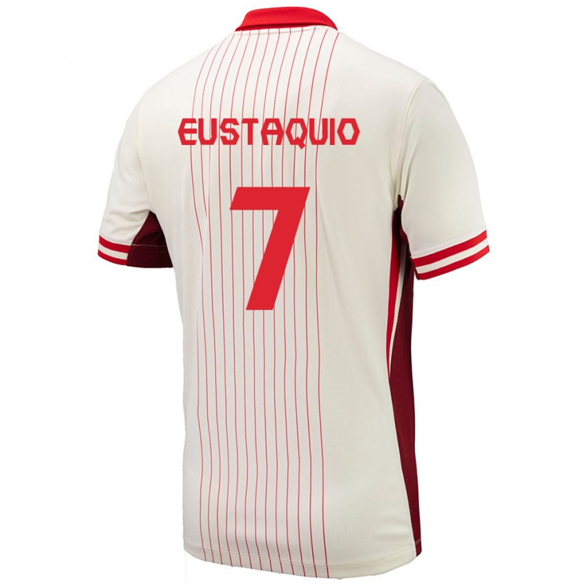 Damen Kanada Stephen Eustaquio #7 Weiß Auswärtstrikot Trikot 24-26 T-Shirt Österreich