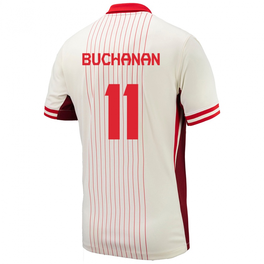 Damen Kanada Tajon Buchanan #11 Weiß Auswärtstrikot Trikot 24-26 T-Shirt Österreich