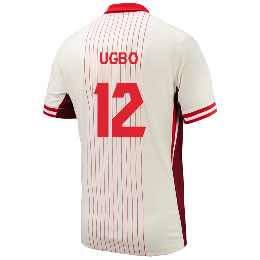 Damen Kanada Ike Ugbo #12 Weiß Auswärtstrikot Trikot 24-26 T-Shirt Österreich