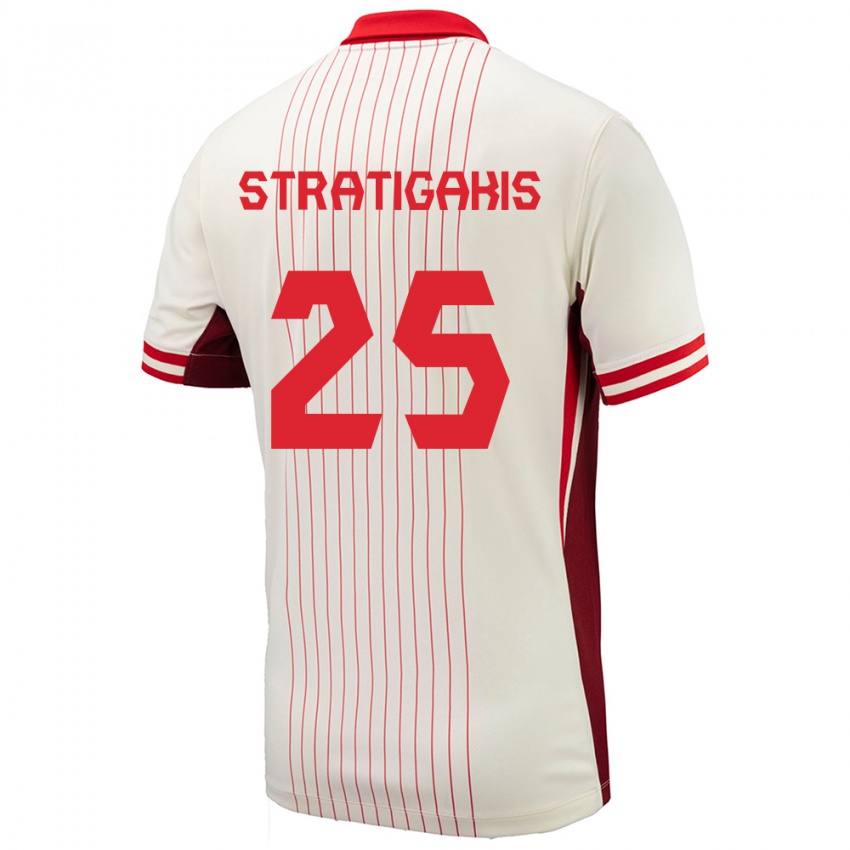 Damen Kanada Sarah Stratigakis #25 Weiß Auswärtstrikot Trikot 24-26 T-Shirt Österreich