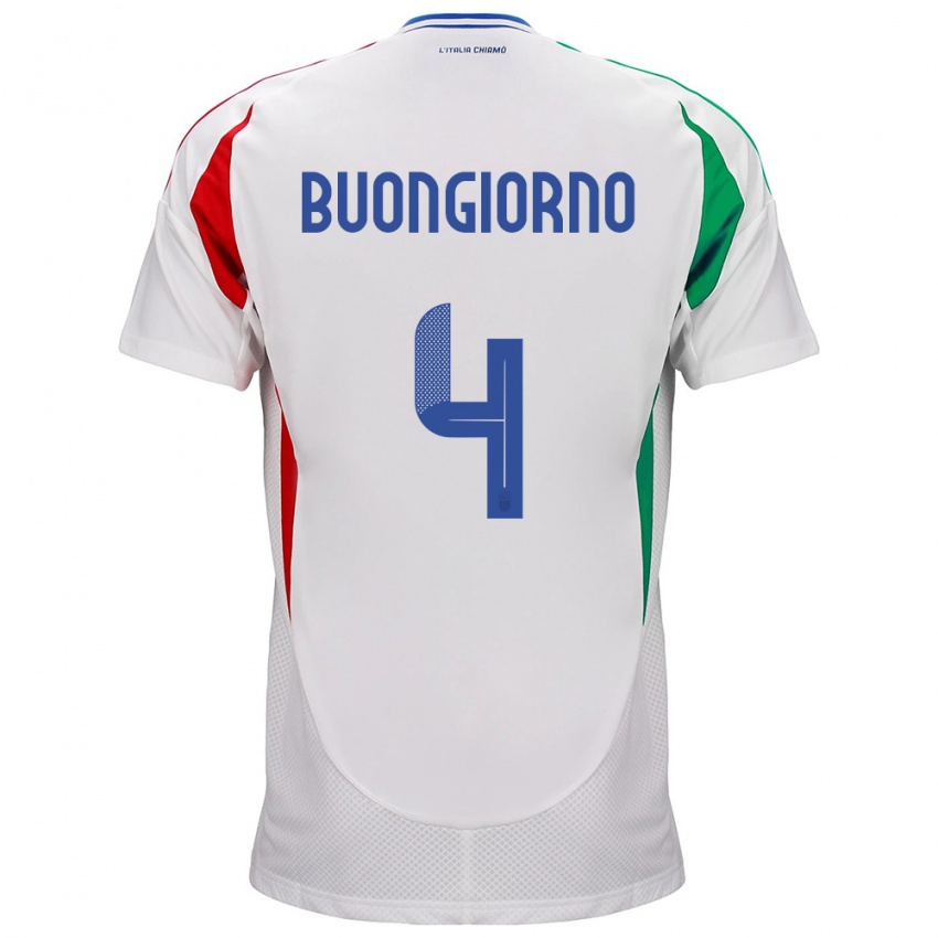 Damen Italien Alessandro Buongiorno #4 Weiß Auswärtstrikot Trikot 24-26 T-Shirt Österreich
