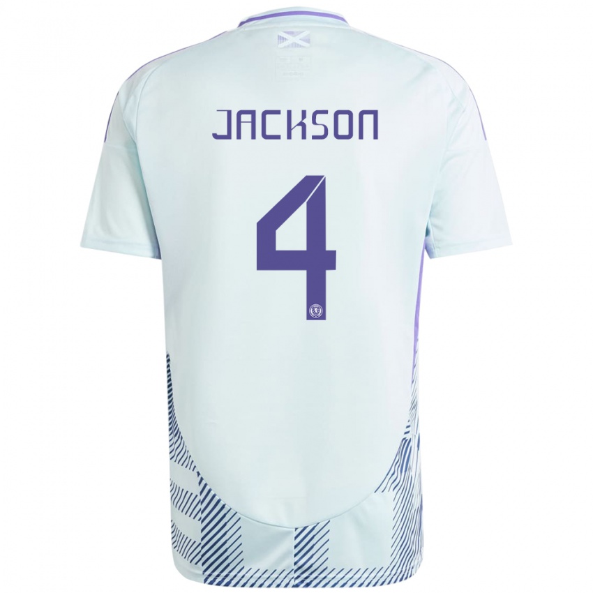 Damen Schottland Louis Jackson #4 Helles Mintblau Auswärtstrikot Trikot 24-26 T-Shirt Österreich