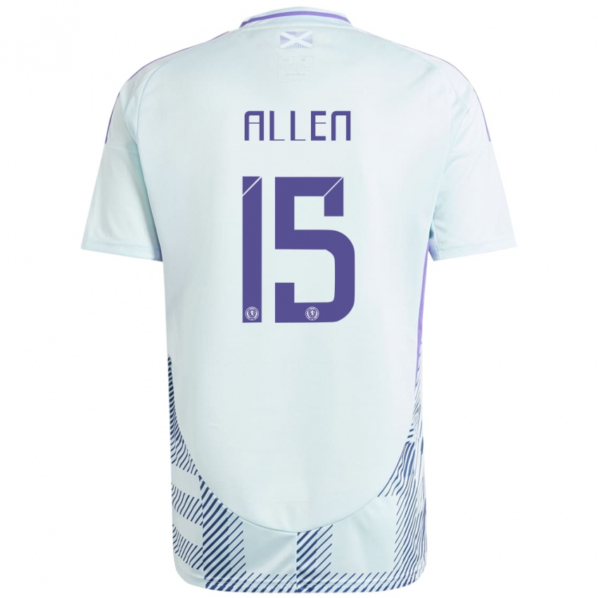 Damen Schottland Greig Allen #15 Helles Mintblau Auswärtstrikot Trikot 24-26 T-Shirt Österreich