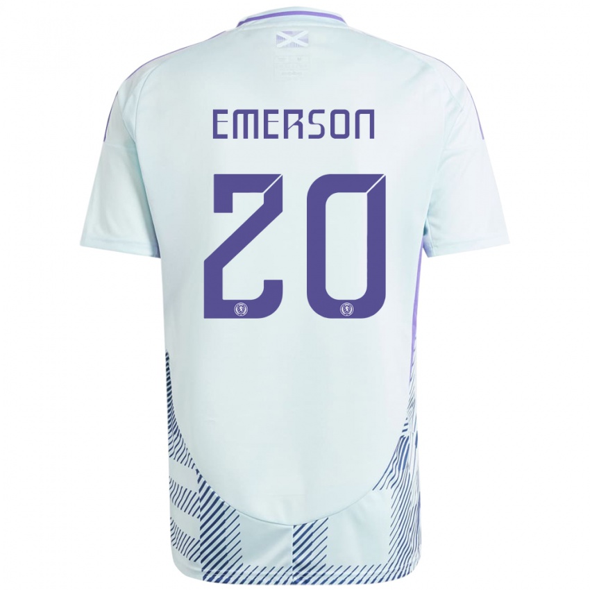 Damen Schottland Johnny Emerson #20 Helles Mintblau Auswärtstrikot Trikot 24-26 T-Shirt Österreich