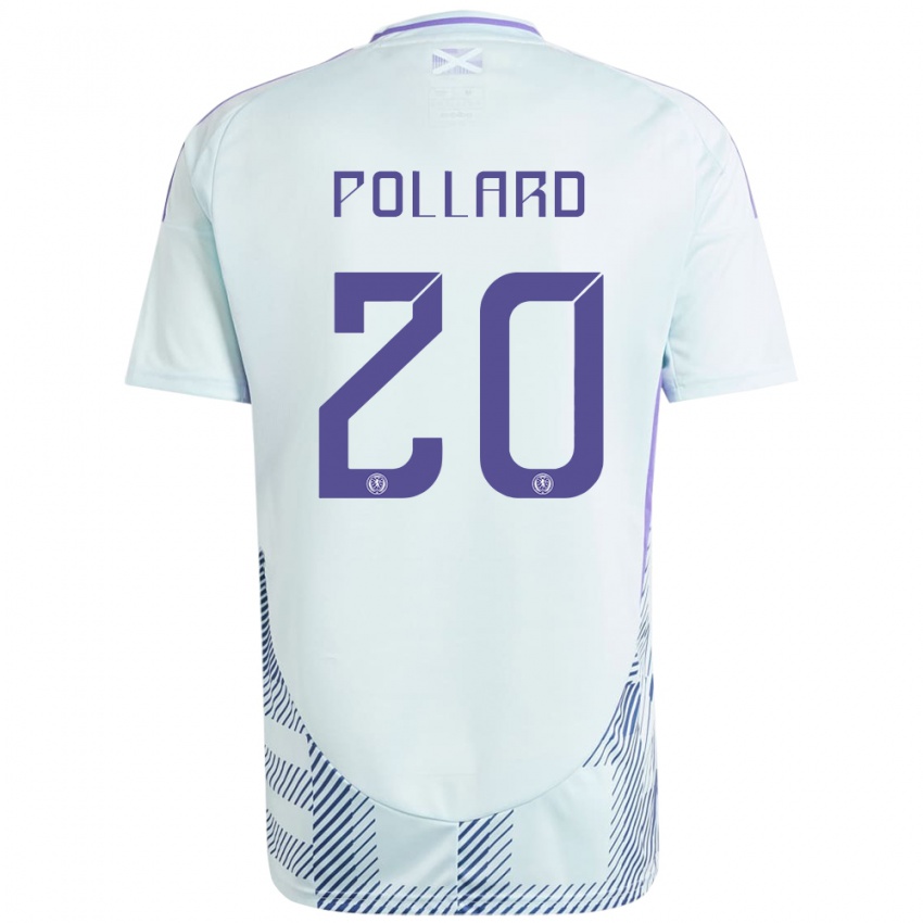 Damen Schottland Lancelot Pollard #20 Helles Mintblau Auswärtstrikot Trikot 24-26 T-Shirt Österreich