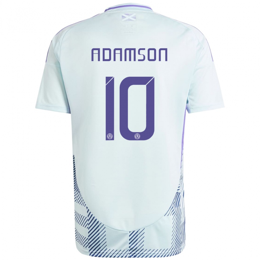 Damen Schottland Calum Adamson #10 Helles Mintblau Auswärtstrikot Trikot 24-26 T-Shirt Österreich