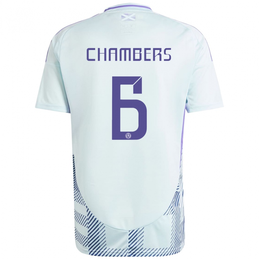 Damen Schottland Sam Chambers #6 Helles Mintblau Auswärtstrikot Trikot 24-26 T-Shirt Österreich