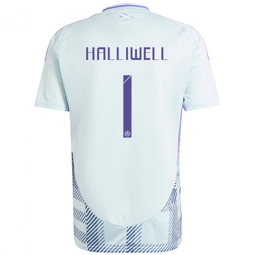 Damen Schottland Alfie Halliwell #1 Helles Mintblau Auswärtstrikot Trikot 24-26 T-Shirt Österreich