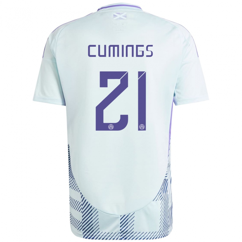 Damen Schottland Eartha Cumings #21 Helles Mintblau Auswärtstrikot Trikot 24-26 T-Shirt Österreich