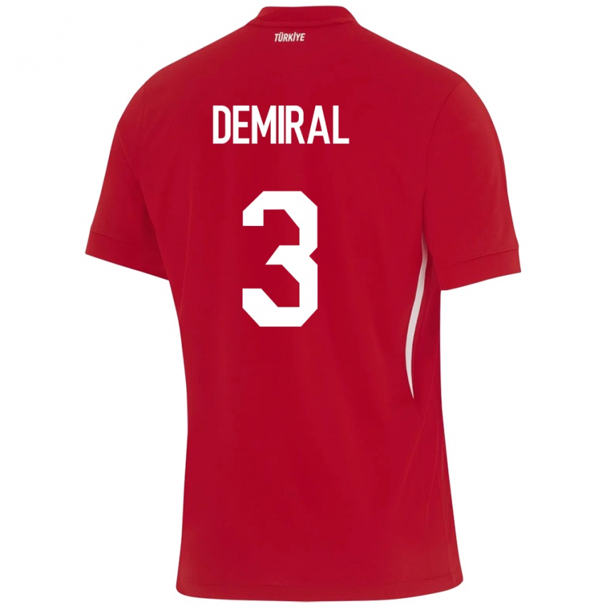 Damen Türkei Merih Demiral #3 Rot Auswärtstrikot Trikot 24-26 T-Shirt Österreich