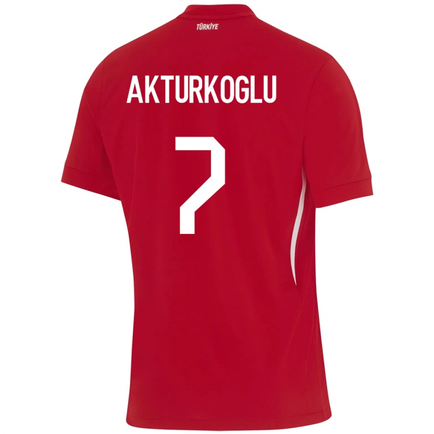 Damen Türkei Kerem Aktürkoğlu #7 Rot Auswärtstrikot Trikot 24-26 T-Shirt Österreich