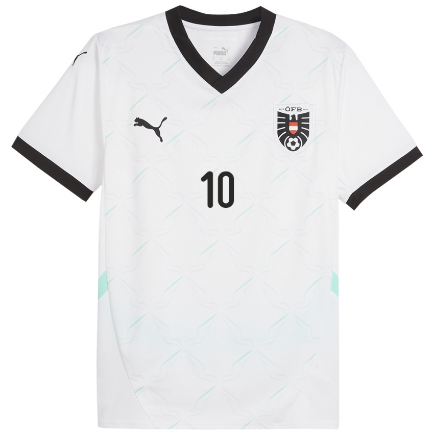 Damen Österreich Laura Feiersinger #10 Weiß Auswärtstrikot Trikot 24-26 T-Shirt Österreich