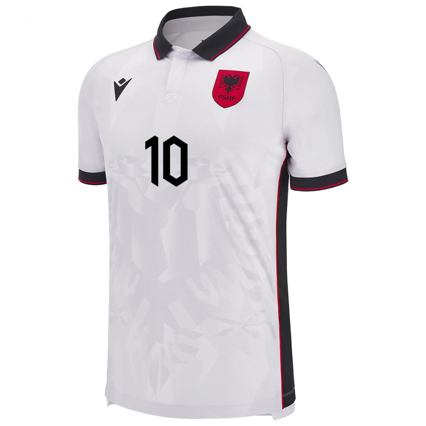 Damen Albanien Nedim Bajrami #10 Weiß Auswärtstrikot Trikot 24-26 T-Shirt Österreich