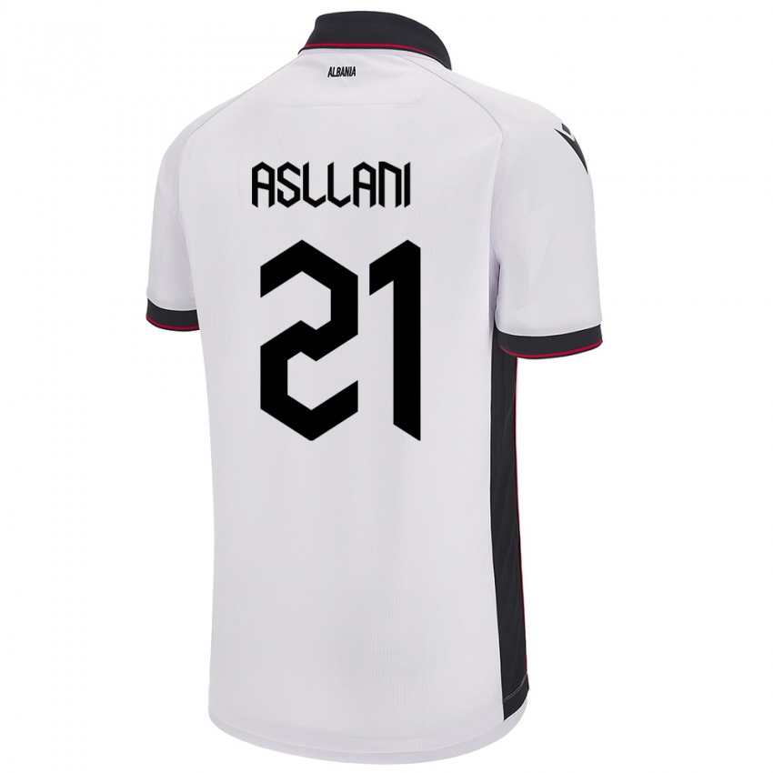 Damen Albanien Kristjan Asllani #21 Weiß Auswärtstrikot Trikot 24-26 T-Shirt Österreich