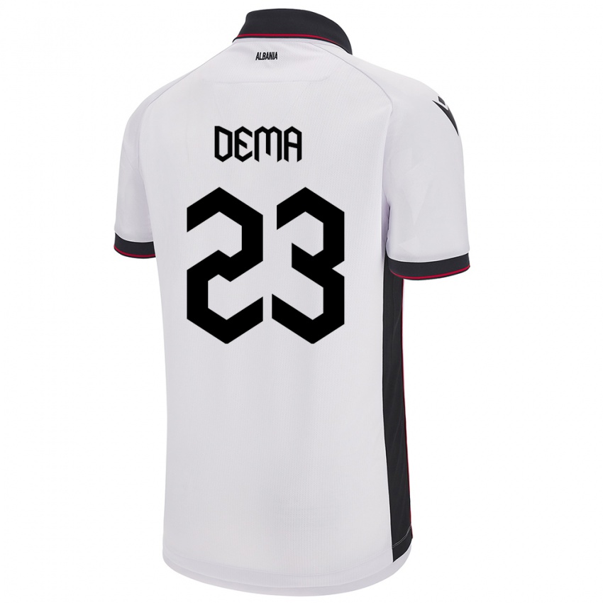 Damen Albanien Endri Dema #23 Weiß Auswärtstrikot Trikot 24-26 T-Shirt Österreich