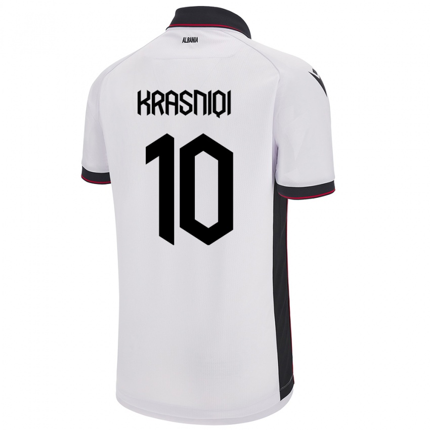 Damen Albanien Qëndresa Krasniqi #10 Weiß Auswärtstrikot Trikot 24-26 T-Shirt Österreich