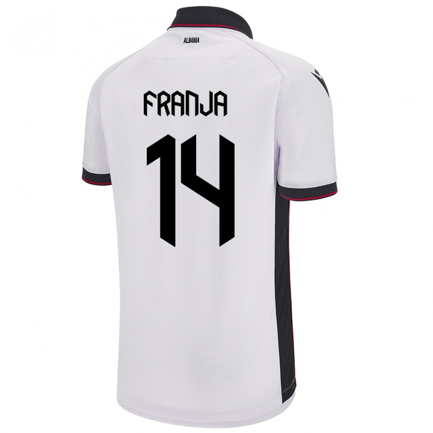 Damen Albanien Ezmiralda Franja #14 Weiß Auswärtstrikot Trikot 24-26 T-Shirt Österreich