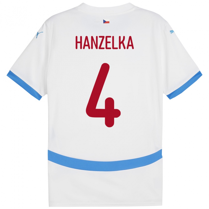 Damen Tschechien Denis Hanzelka #4 Weiß Auswärtstrikot Trikot 24-26 T-Shirt Österreich