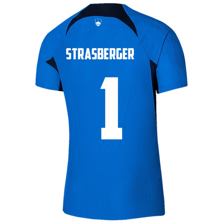 Damen Slowenien Tim Strasberger #1 Blau Auswärtstrikot Trikot 24-26 T-Shirt Österreich