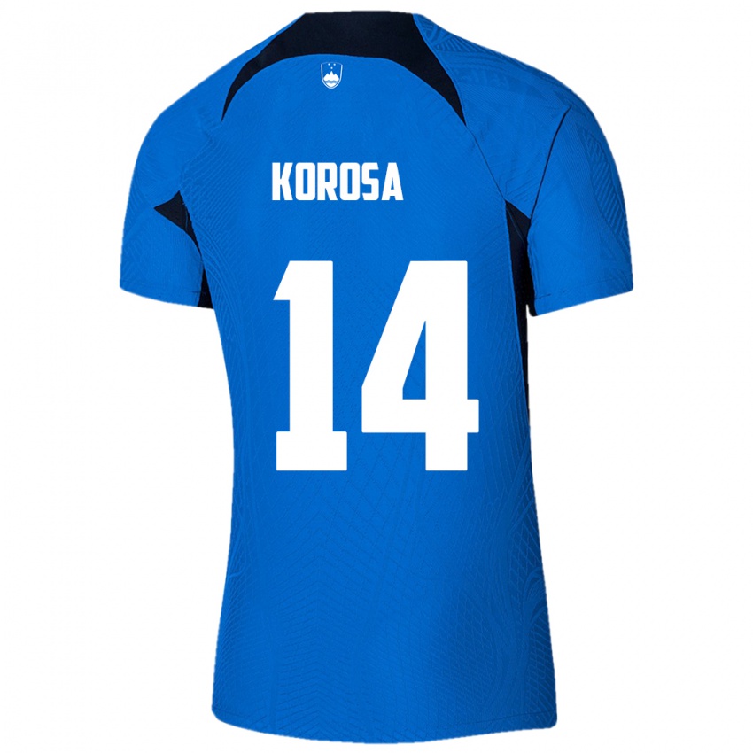 Damen Slowenien Anej Koroša #14 Blau Auswärtstrikot Trikot 24-26 T-Shirt Österreich