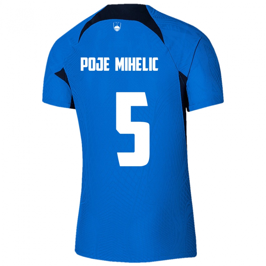 Damen Slowenien Naja Poje Mihelič #5 Blau Auswärtstrikot Trikot 24-26 T-Shirt Österreich