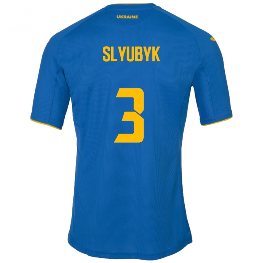 Damen Ukraine Bogdan Slyubyk #3 Blau Auswärtstrikot Trikot 24-26 T-Shirt Österreich