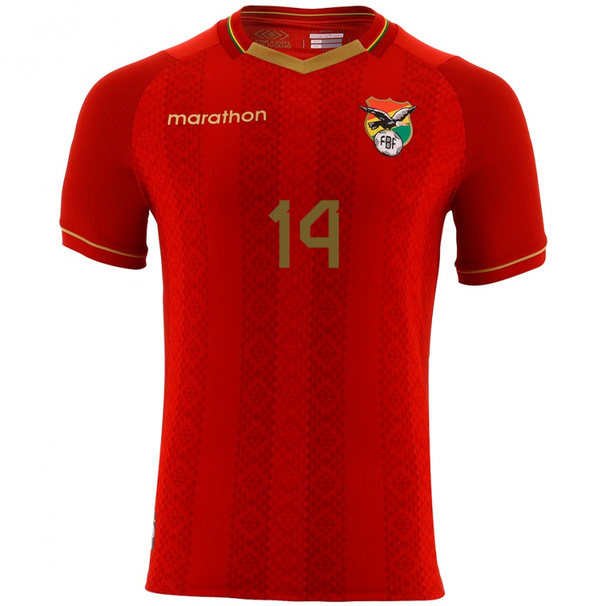 Damen Bolivien Moisés Villarroel #14 Rot Auswärtstrikot Trikot 24-26 T-Shirt Österreich