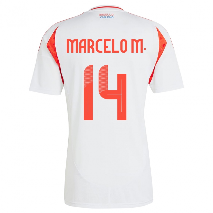 Damen Chile Marcelo Morales #14 Weiß Auswärtstrikot Trikot 24-26 T-Shirt Österreich