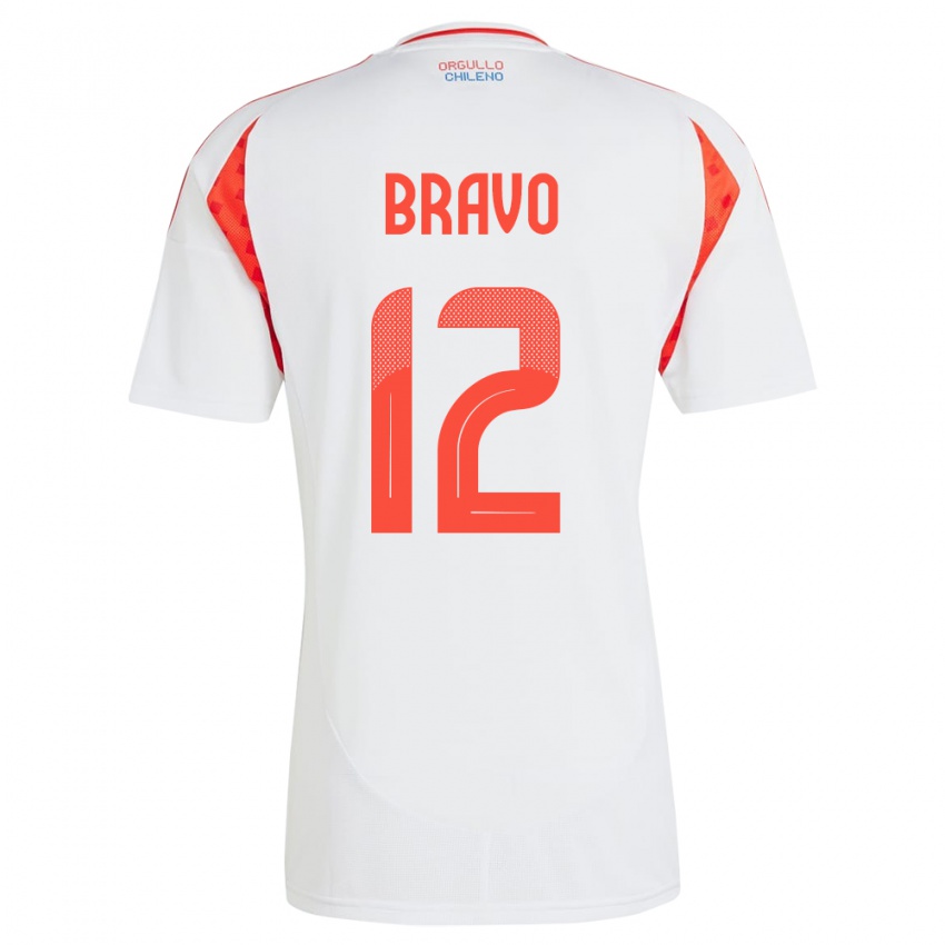 Damen Chile Christian Bravo #12 Weiß Auswärtstrikot Trikot 24-26 T-Shirt Österreich