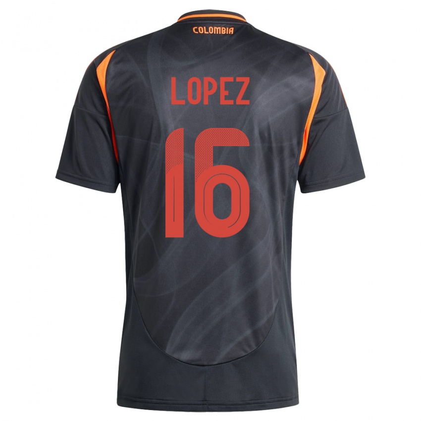 Damen Kolumbien William López #16 Schwarz Auswärtstrikot Trikot 24-26 T-Shirt Österreich