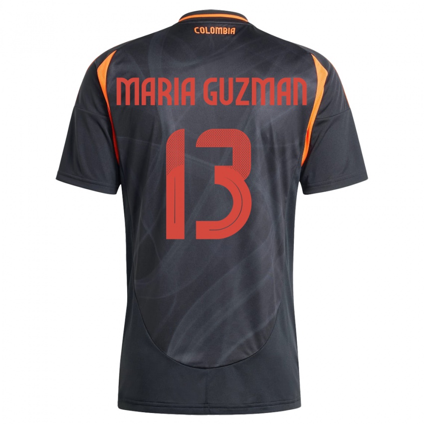 Damen Kolumbien Ana María Guzmán #13 Schwarz Auswärtstrikot Trikot 24-26 T-Shirt Österreich