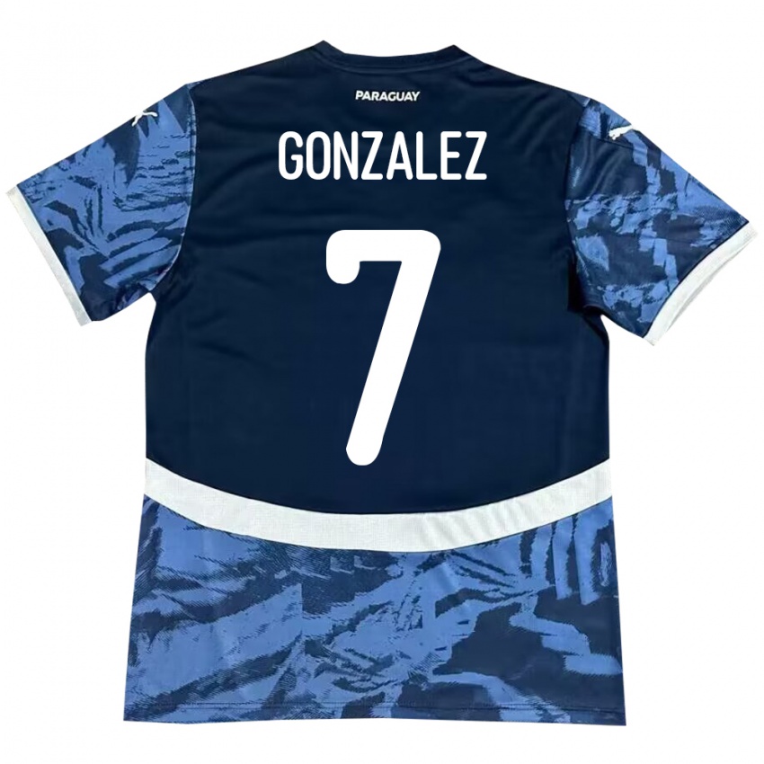 Damen Paraguay Diego González #7 Blau Auswärtstrikot Trikot 24-26 T-Shirt Österreich