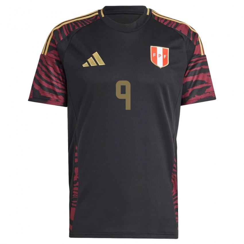 Damen Peru Paolo Guerrero #9 Schwarz Auswärtstrikot Trikot 24-26 T-Shirt Österreich