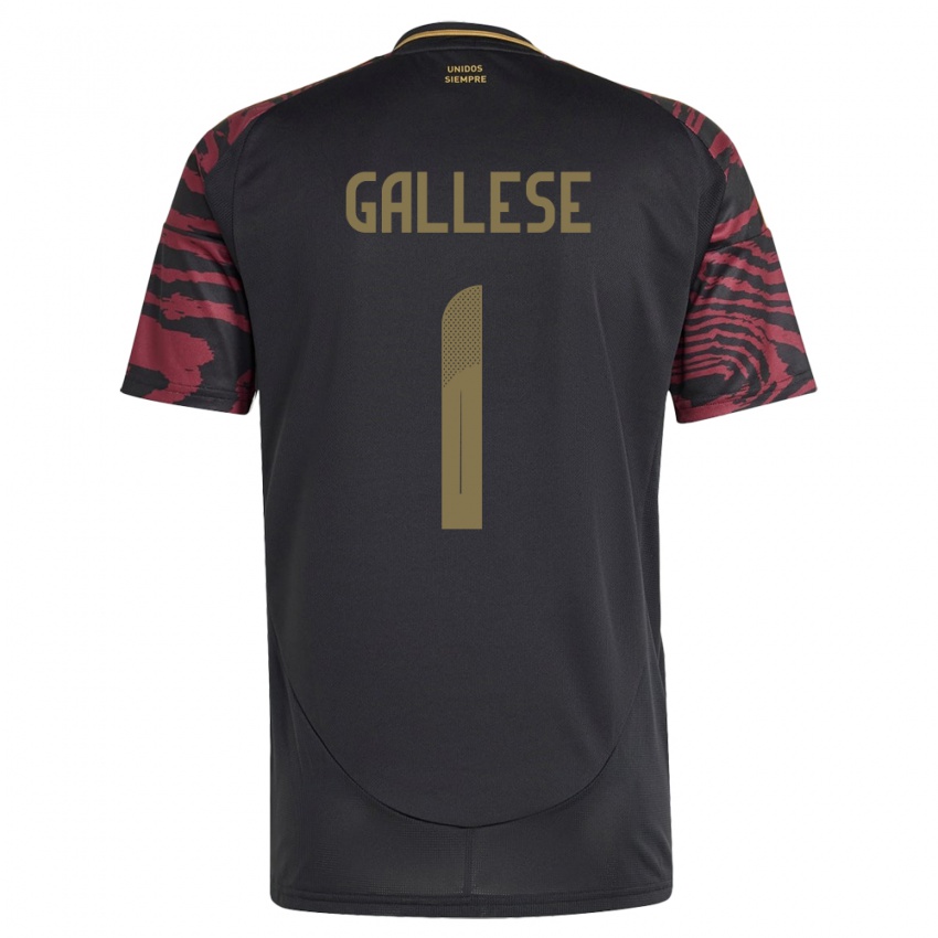 Damen Peru Pedro Gallese #1 Schwarz Auswärtstrikot Trikot 24-26 T-Shirt Österreich