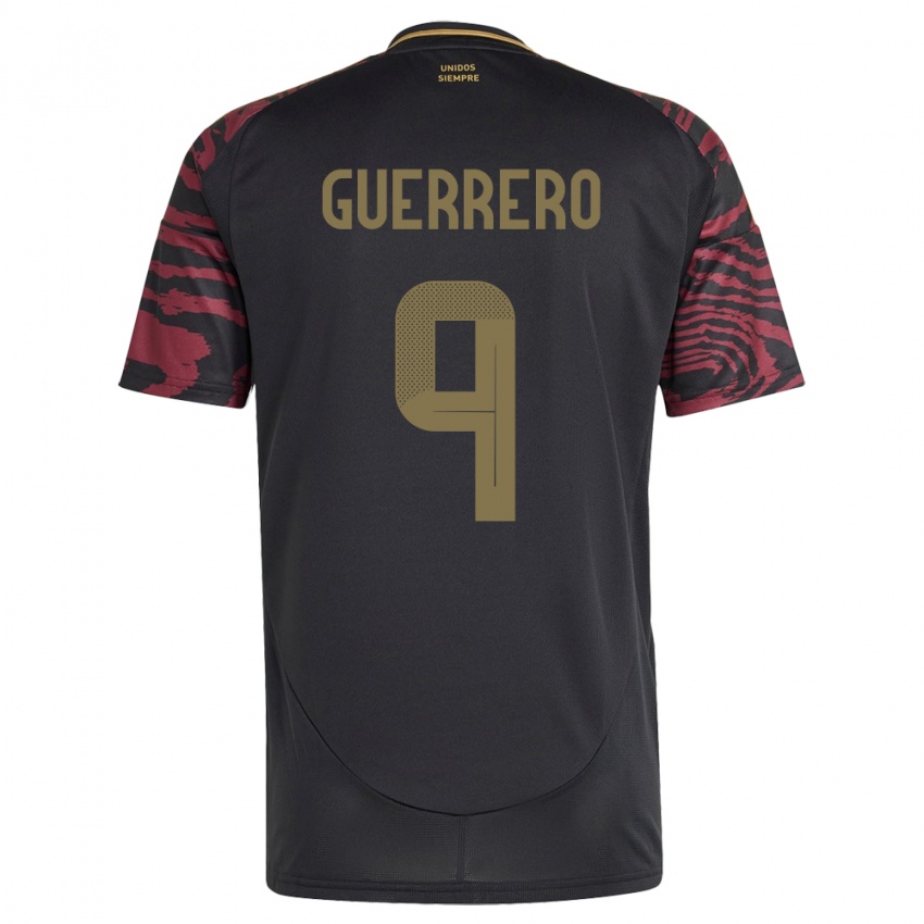 Damen Peru Paolo Guerrero #9 Schwarz Auswärtstrikot Trikot 24-26 T-Shirt Österreich