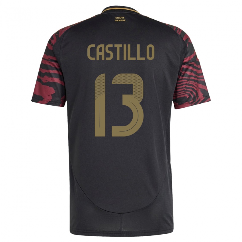 Damen Peru Jesús Castillo #13 Schwarz Auswärtstrikot Trikot 24-26 T-Shirt Österreich