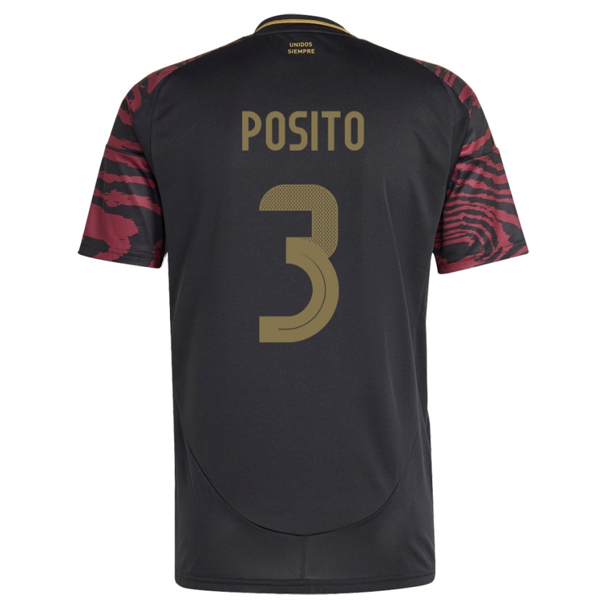 Damen Peru Alejandro Pósito #3 Schwarz Auswärtstrikot Trikot 24-26 T-Shirt Österreich