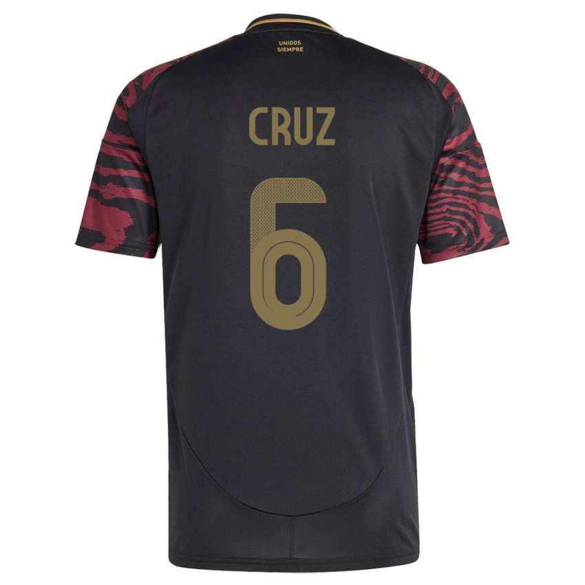 Damen Peru Esteban Cruz #6 Schwarz Auswärtstrikot Trikot 24-26 T-Shirt Österreich