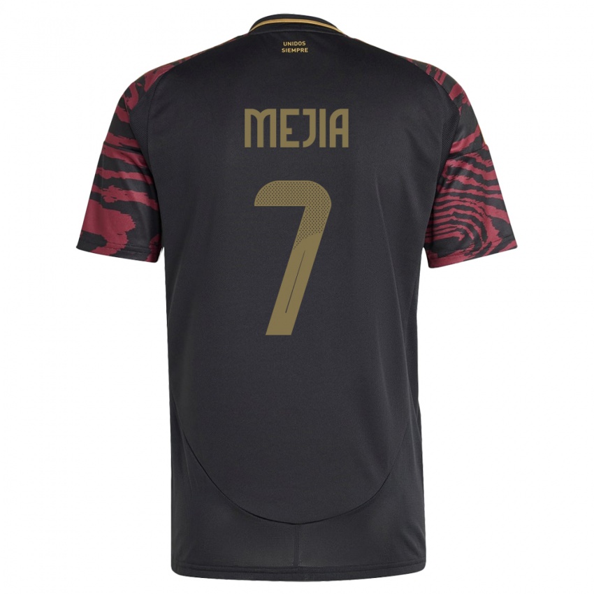 Damen Peru Hiroshi Mejía #7 Schwarz Auswärtstrikot Trikot 24-26 T-Shirt Österreich