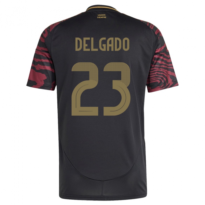 Damen Peru Valentino Delgado #23 Schwarz Auswärtstrikot Trikot 24-26 T-Shirt Österreich