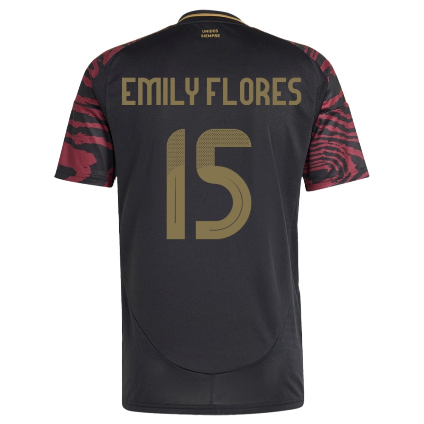 Damen Peru Emily Flores #15 Schwarz Auswärtstrikot Trikot 24-26 T-Shirt Österreich