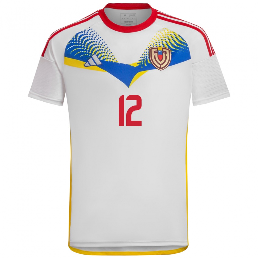 Damen Venezuela Génesis Flórez #12 Weiß Auswärtstrikot Trikot 24-26 T-Shirt Österreich