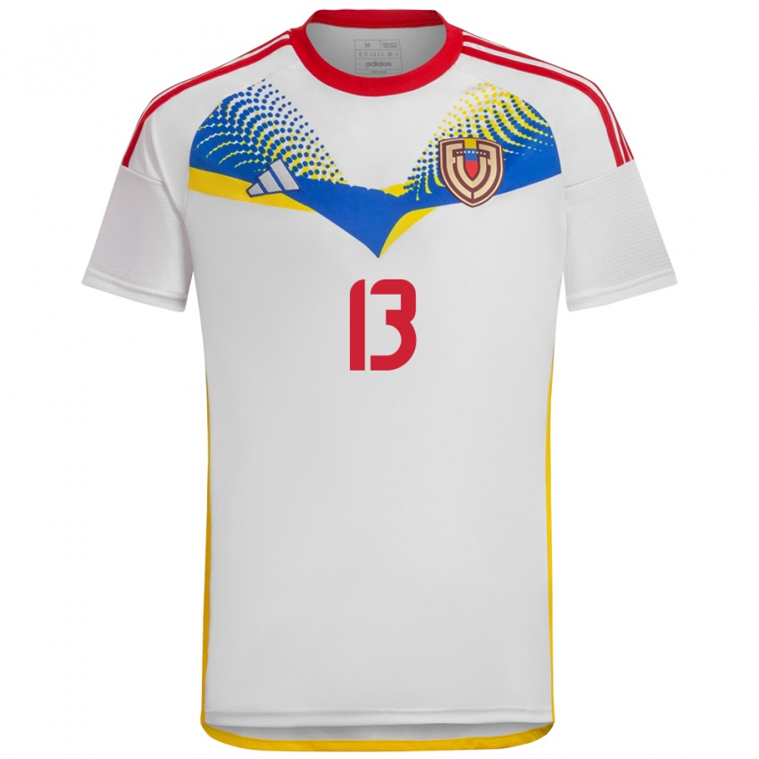 Damen Venezuela Nayluisa Cáceres #13 Weiß Auswärtstrikot Trikot 24-26 T-Shirt Österreich