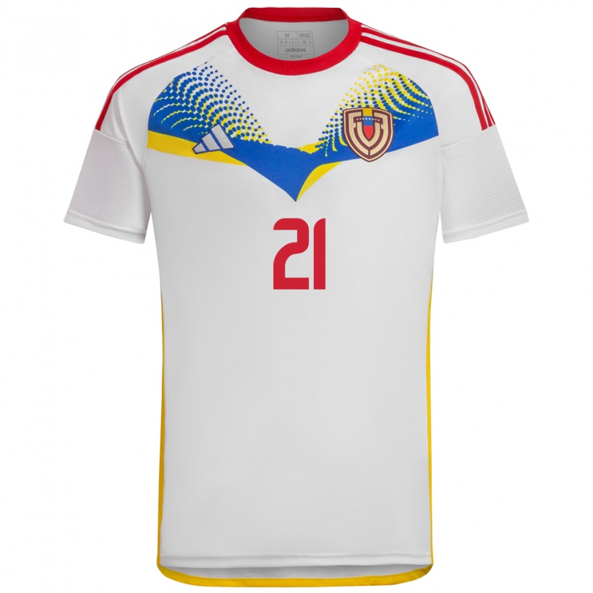 Damen Venezuela Bárbara Olivieri #21 Weiß Auswärtstrikot Trikot 24-26 T-Shirt Österreich
