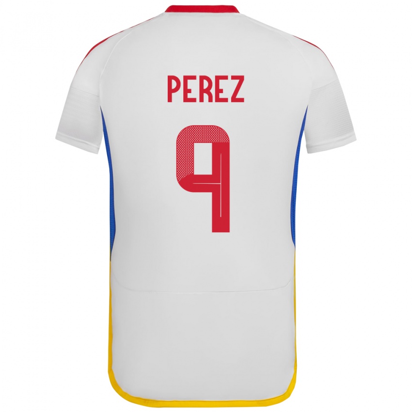 Damen Venezuela Daniel Pérez #9 Weiß Auswärtstrikot Trikot 24-26 T-Shirt Österreich