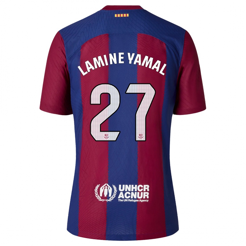 Kinder Lamine Yamal #27 Rot Blau Heimtrikot Trikot 2023/24 T-Shirt Österreich